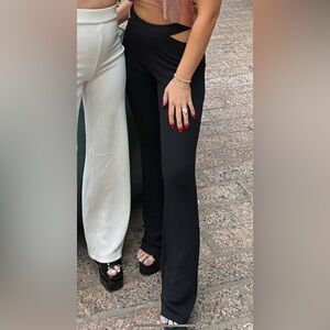 Black hip cut out pants